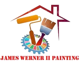 James Werner II Painting logo with house roof, paint roller, brush, and tools